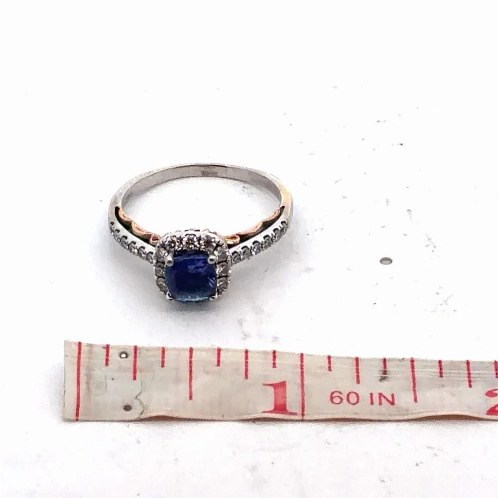 EFFY 14K White & Rose Gold Asscher Cut Tanzanite Diamond Halo Accented Ring